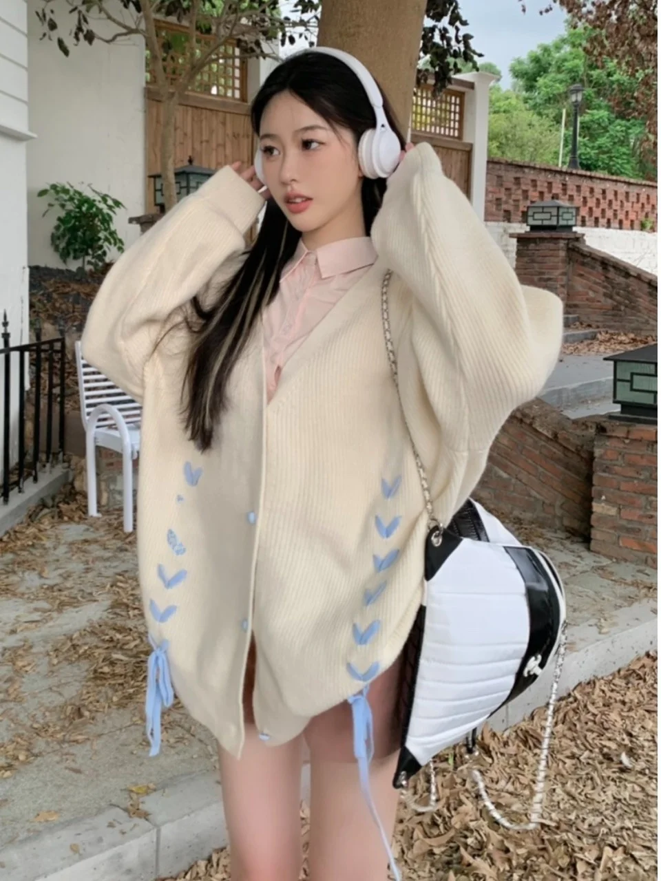 

plus Size Autumn Winter Lazy College Sle Sweater Coat Women's Knitted Cardigan with Belt Design Slimming Versatile Outerwear