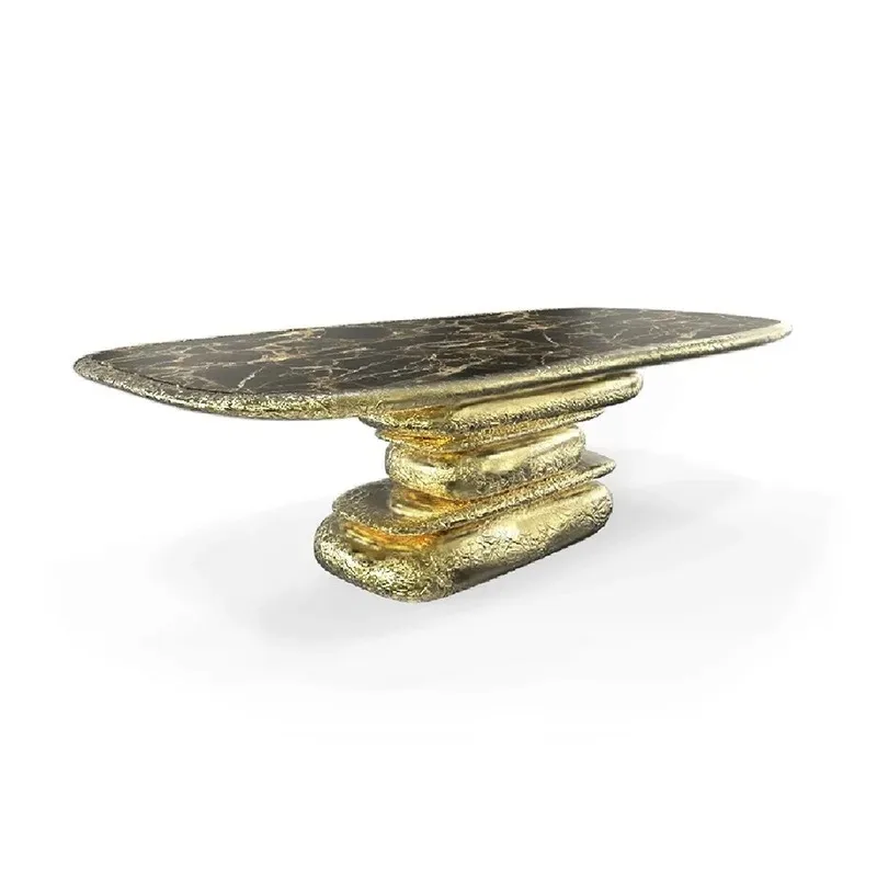 Italian minimalist light luxury brass dining table modern designer furniture