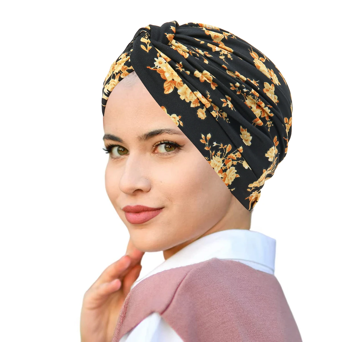 New Soft Elastic Colorful Muslim Inner Hijabs Women Islamic Muslim Hijab Instant Turban Cap For Ladies Stripe Bohemia Print