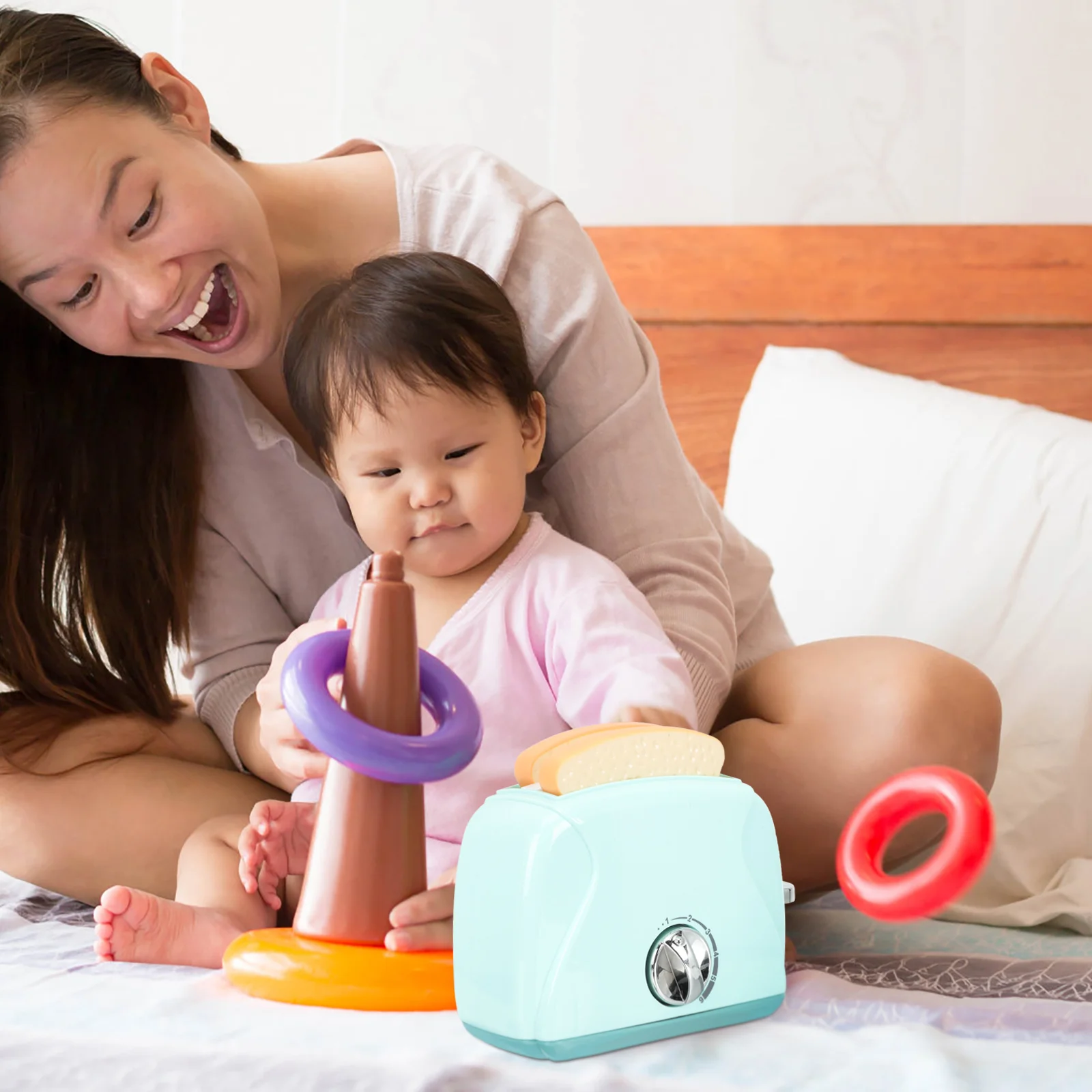 Machine à pain jouet grille-pain taille compacte appareils de cuisine pour enfants en plastique mignon semblant jouer Mini artisanat cadeau améliore