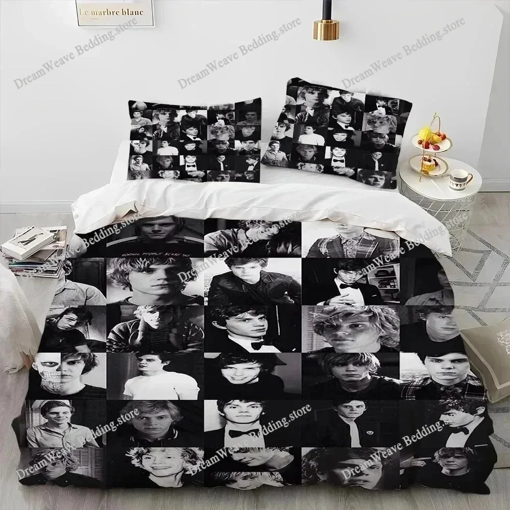 Cute Evan Peters Movie TV Actor Bedding Set Duvet Cover Bed Set Quilt Cover Pillowcase Comforter King Queen Size Boys Adult741