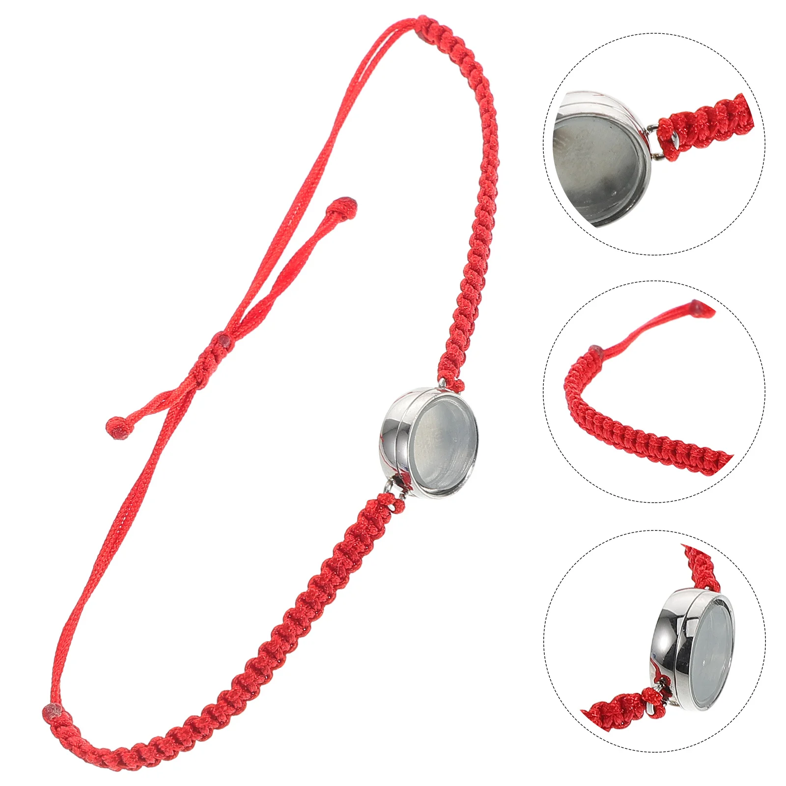 

Stainless Steel Bracelet Mini Threaded Openable Baby Hair Holder Hand-Woven Red Rope Unique Daily Wear Bracelet