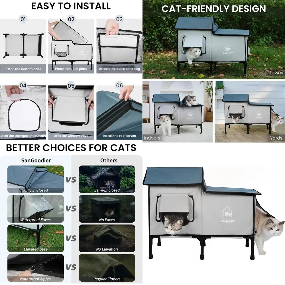 

Weatherproof Insulated Outdoor Cat House for Large Cats, Suitable for Garden and Patio Use