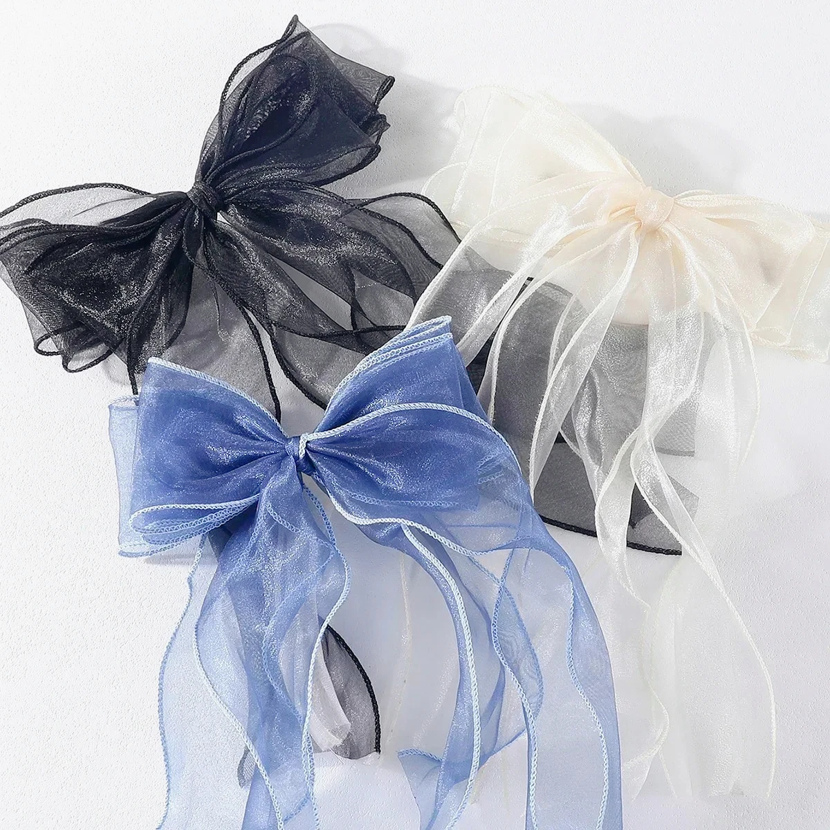 

New Solid Color Satin Ribbon Big Bows Hairpin Spring Clips Hair Accessories for Women Girls Trendy Korean Summer Headwear