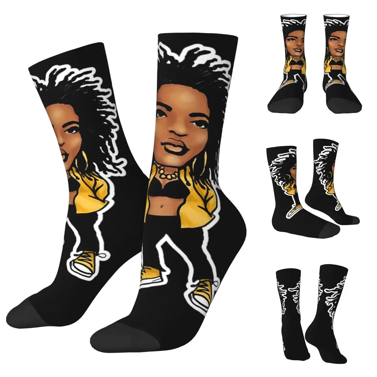 

Fugees Lauryn Hill cosy Unisex Socks,Hip Hop Happy 3D printing Socks,Street Style Crazy Sock