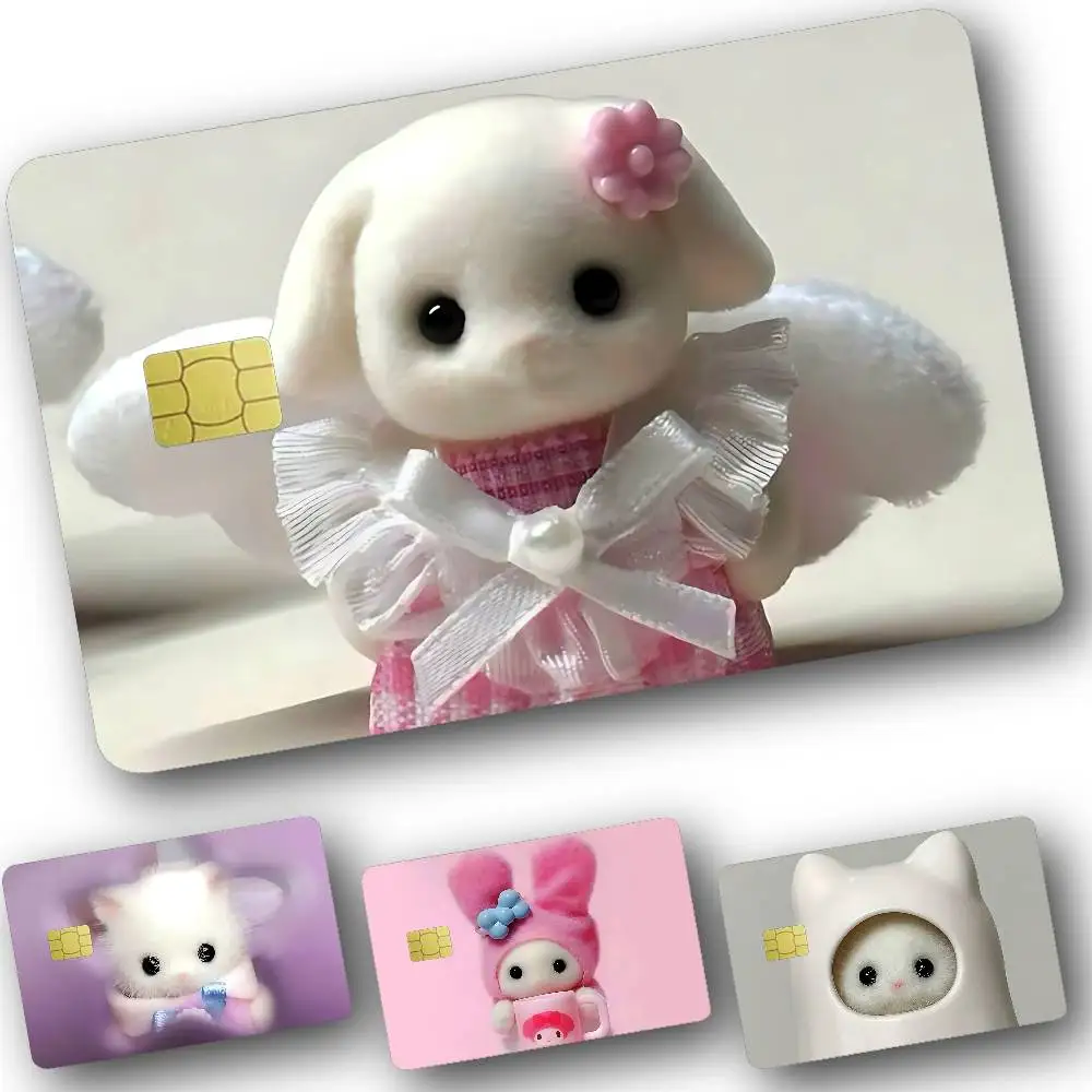 ملصقات بطاقات لطيفة من S-sylvanian F-families لبطاقة الائتمان الخصم أو حفظ الغلاف على إيقاف رقيقة جدًا بدون تتلاشى غطاء جلدي