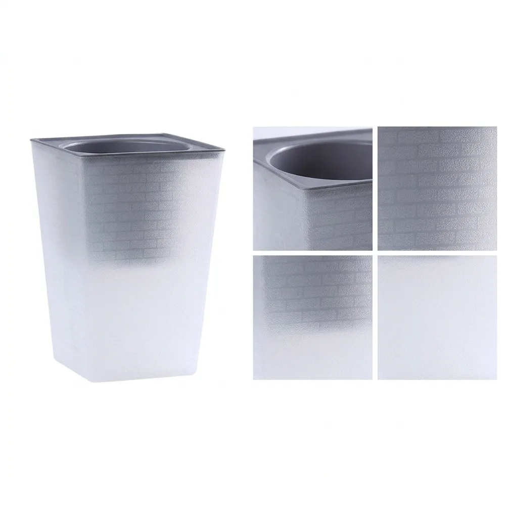 Indoor Plant Reservoir Brick Pattern Pot For Nordic Style Interior White Matte Finish Texture Plastic Construction