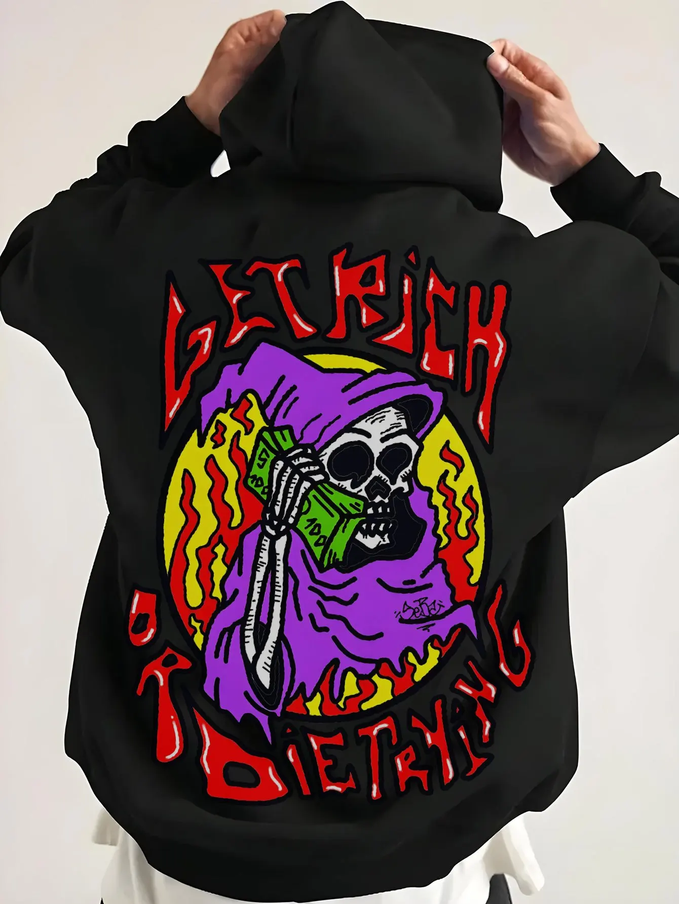 

Skull Graphic Printing Autumn and Winter Pure Cotton Men's and Women's Hoodies Casual Outdoor Street Sports Loose Training Brand