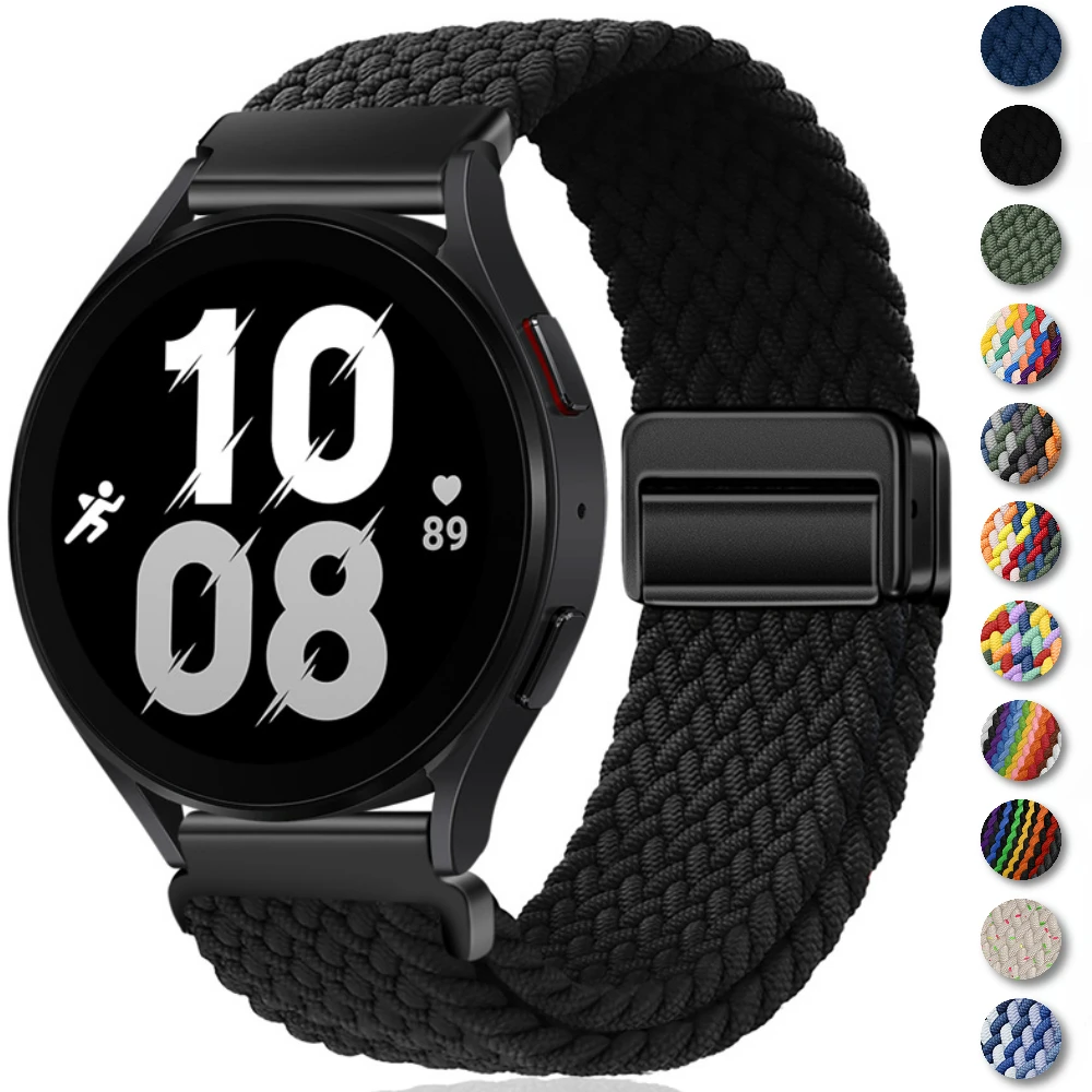 20mm 22mm bransoletka magnetyczna do Samsung Galaxy Watch 6/Classic/5/4/3 pleciony nylonowy pasek pętlowy do zegarka Huawei 4/3/GT 2 3Pro Band