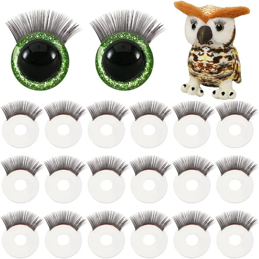 20pcs Doll Eyelashes Safety Eye Lashes Eye Make Up Accessories Crafts Eyelashes Plastic Stuffed Crochet Eye Lashes for Eyes Over