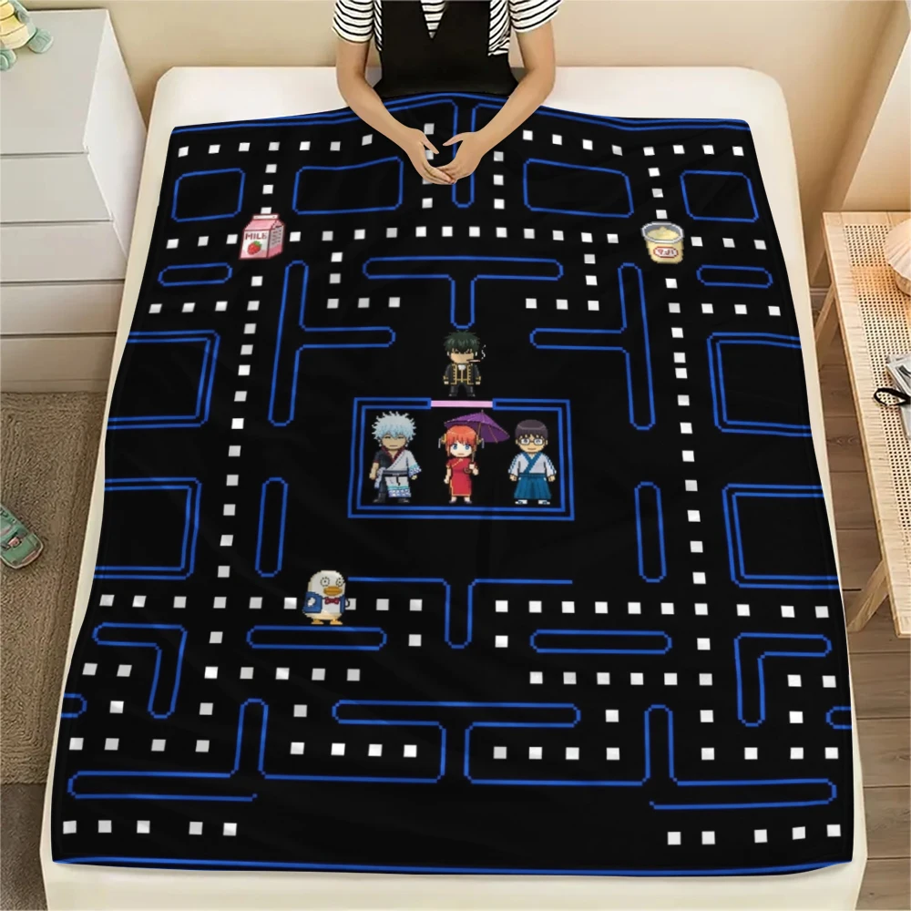 Gintama Flannel Blanket Colorful Print For Home Sofa Bed Chair Picnic Travel -HE11