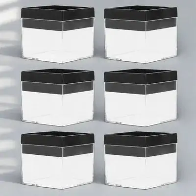 กล่องเก็บตัวอย่าง 6 ชิ้น กล่องพลาสติกใสสำหรับจัดแสดง กล่องเก็บแร่ทรงสี่เหลี่ยม กล่องจัดระเบียบขนาดกะทัดรัดสำหรับวางบนโต๊ะ