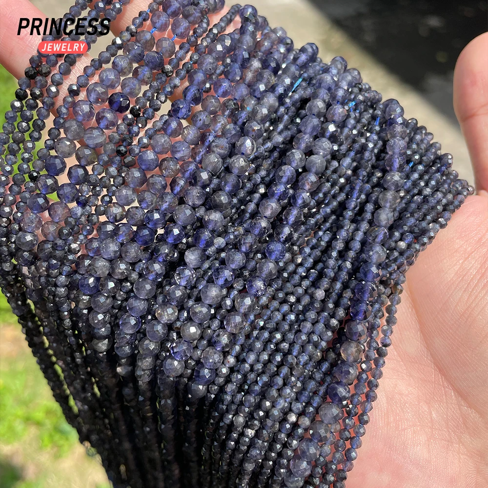 A ++ الياوليت الطبيعي الأوجه الخرز 2 مللي متر 4 مللي متر فضفاض الخرز لصنع المجوهرات أساور قلادة بالجملة DIY بها بنفسك اكسسوارات