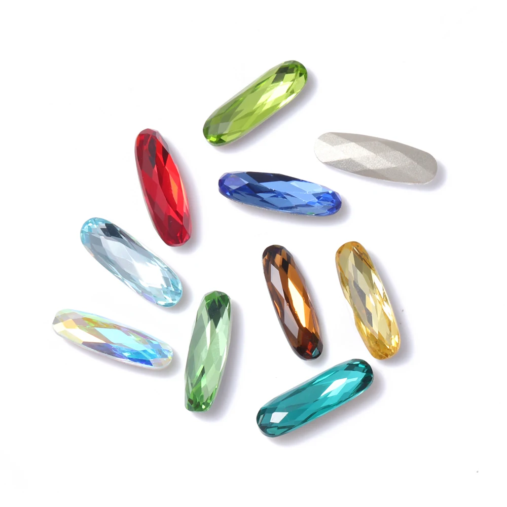 5x15mm 10pcs Long Classic Oval Rhinestones Pointback Glass Strass Shiny Jewelry Making Accessories Sew On Brooch Crystals 4161