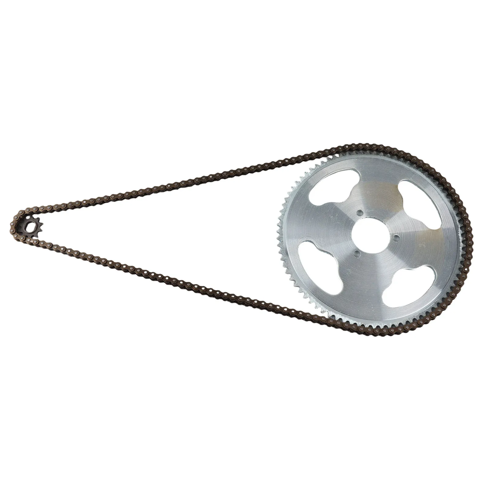 Stalen ketting- en tandwielset, 80T, 25H, 34 mm, tandwiel met 3 gaten, 10T, ketting met H-gaten, 146 schakels, voor mountainbikes.