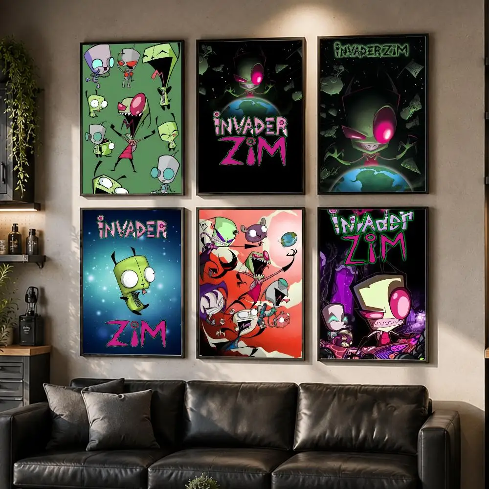 Moive I-Invader Zim Poster Waterproof Sticky Wall Art Print For Bedroom Living Room Hallway Bar Home Decor