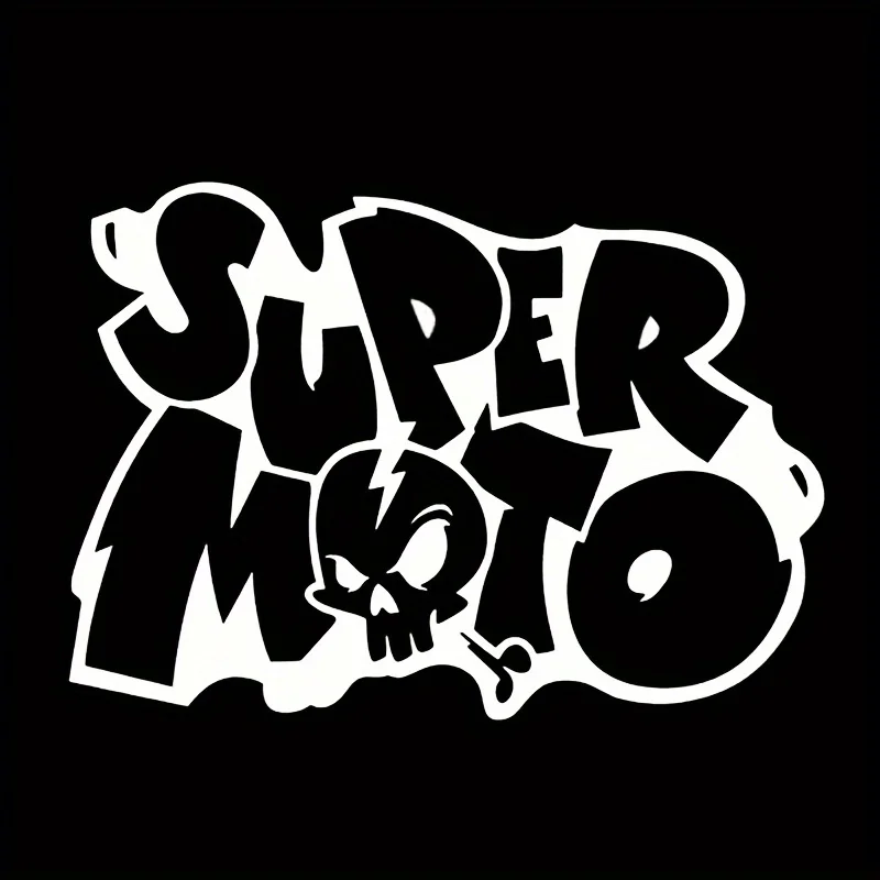 1 قطعة سوبر موتو ملصق أسود أبيض الجمجمة العظام الكتابة على الجدران نمط لاصق مائي للدراجات النارية سيارة ديكور