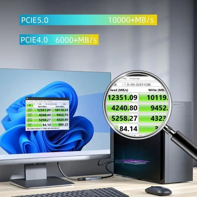 652F PCIE 5.0x4 إلى NVME بطاقة توسيع محول السهل التثبيت لا يتطلب برنامج تشغيل إضافي