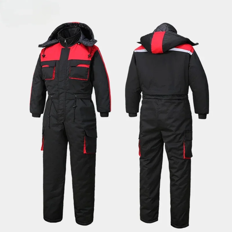 Winter Waterproof Jumpsuit Men Women One-Piece Ski Down Parka Jumpsuit Outdoor Sports Jacket Warm Hooded Overalls