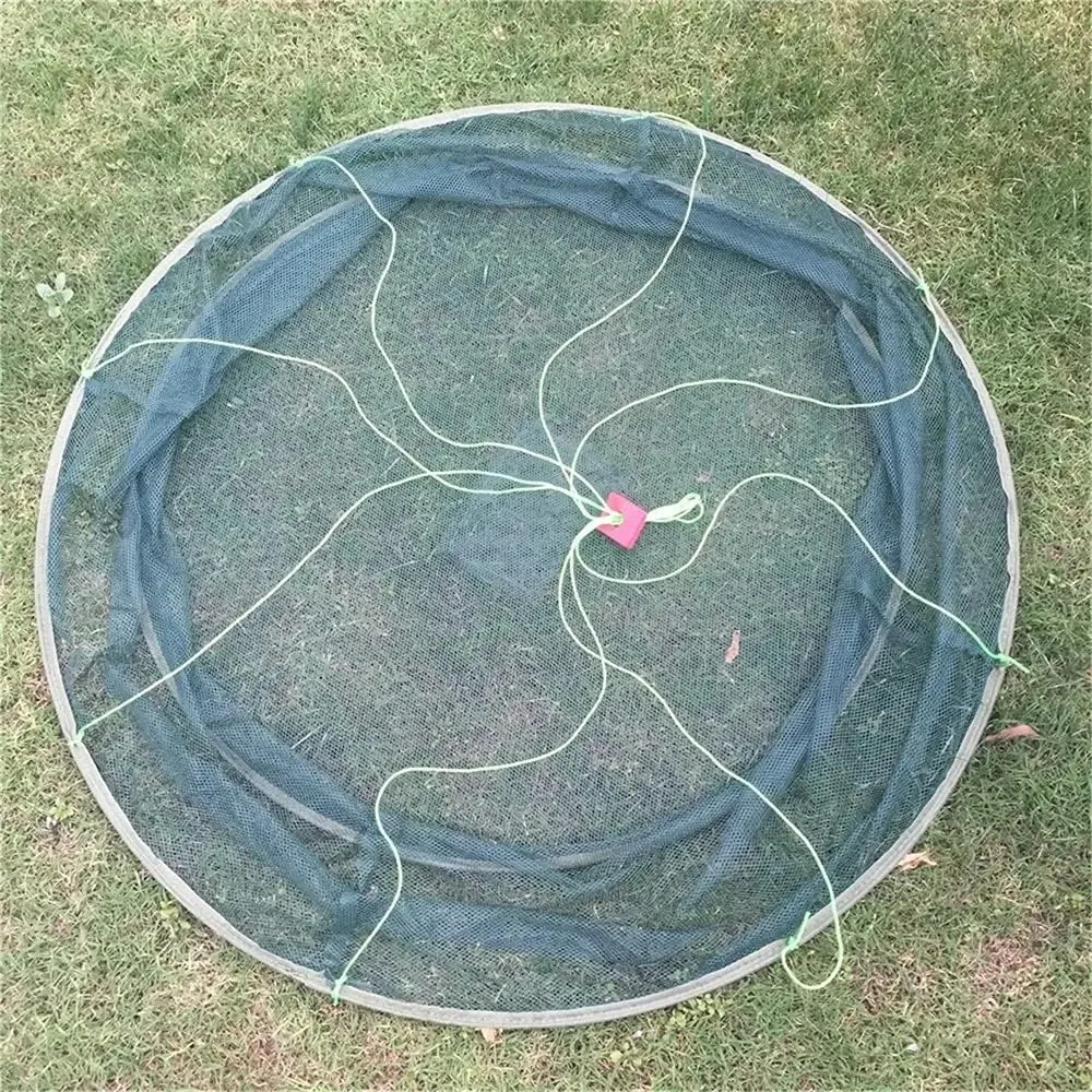 150CM Folding Drop Net Shrimp Catcher Loose Mouth Fishing Net for Tank Eels Fish Prawn Bait Crab - Casting Network Trap Cage