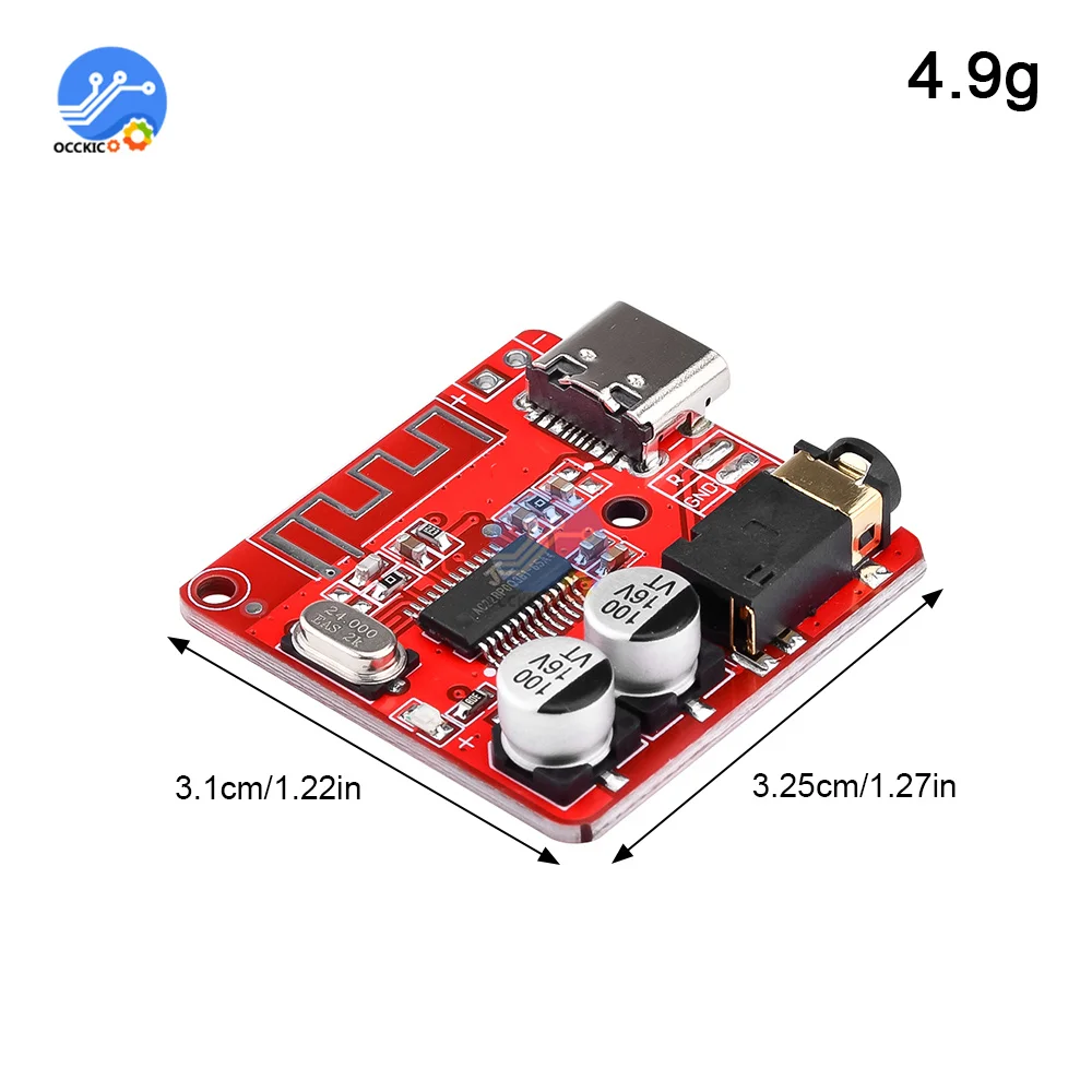 Type-C USB Mini Bluetooth 5.1 MP3 Audio Receiver Board Bluetooth MP3 Lossless Decoder Board Wireless Stereo Music Module 3W