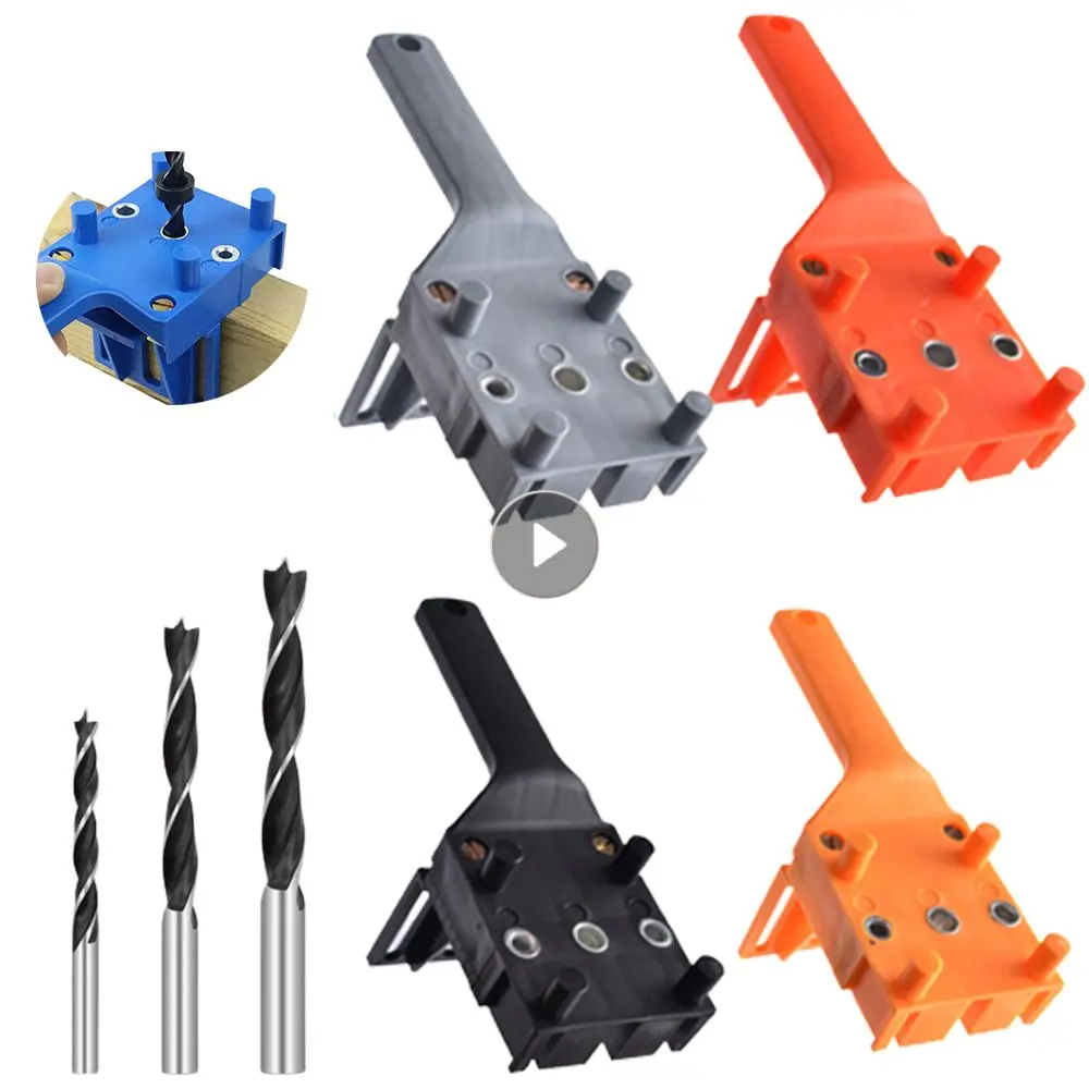 Wood Doweling Jig Carpentry Dowel Joints Drill Bit Hole Puncher Plastic Handheld Pocket Hole Jig System Drill Positione Tool Set