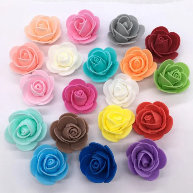 50/100/200 piezas oso de peluche de rosas 3cm espuma boda decorativa decoración navideña para el hogar caja de regalos Diy flores artificiales rosa