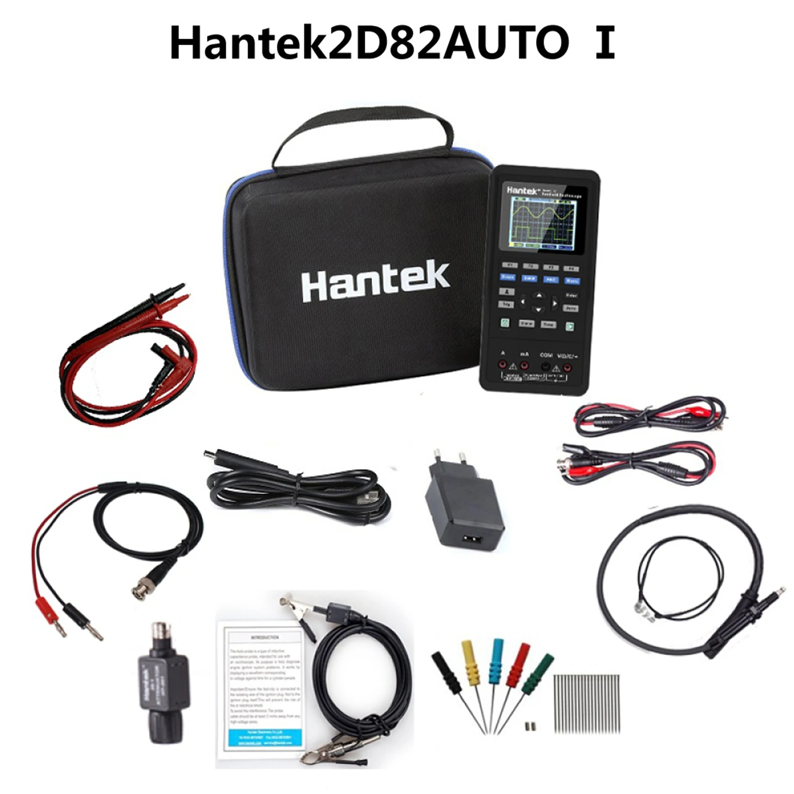 Hantek 2D82 Handheld 2 Channels 80Mhz 4 in 1 Oscilloscope + Multimeter + Automotive Diagnostic+Signal Source Updated from 2D72