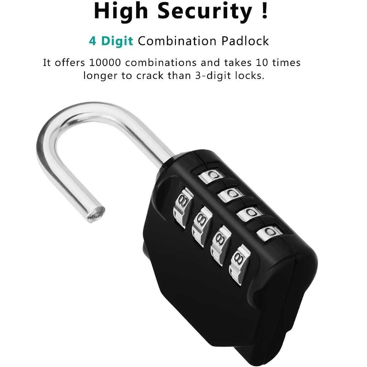 قفل مجمع للخزانة، قفل خارجي مكون من 4 أرقام للمدرسة، وصالة الألعاب الرياضية، والرياضة، والسياج، وصندوق الأدوات، والبوابة، والحافظة، والتخزين بمشبك، والخزائن #2