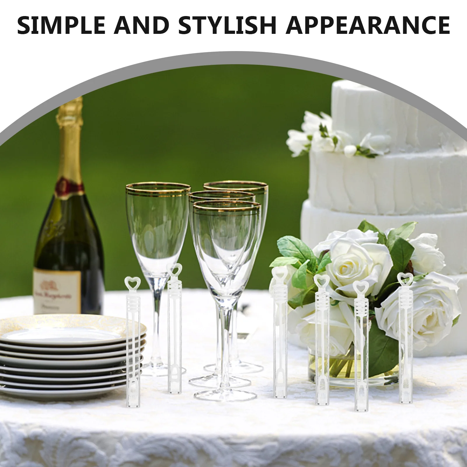 

48Pcs Wedding Bubble Sticks Heart Shape White Bubble Tubes Party Favor Accessories Wedding Decor Lightweight Easy Use