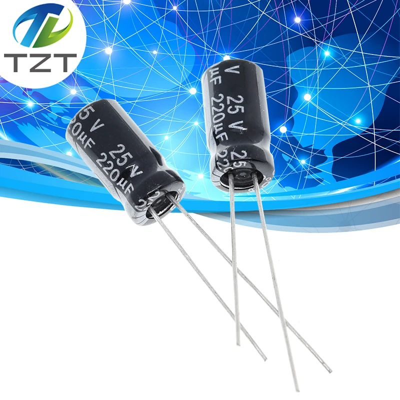 50PCS Higt quality 25V220UF 6*12mm 220UF 25V 6*12 Electrolytic capacitor