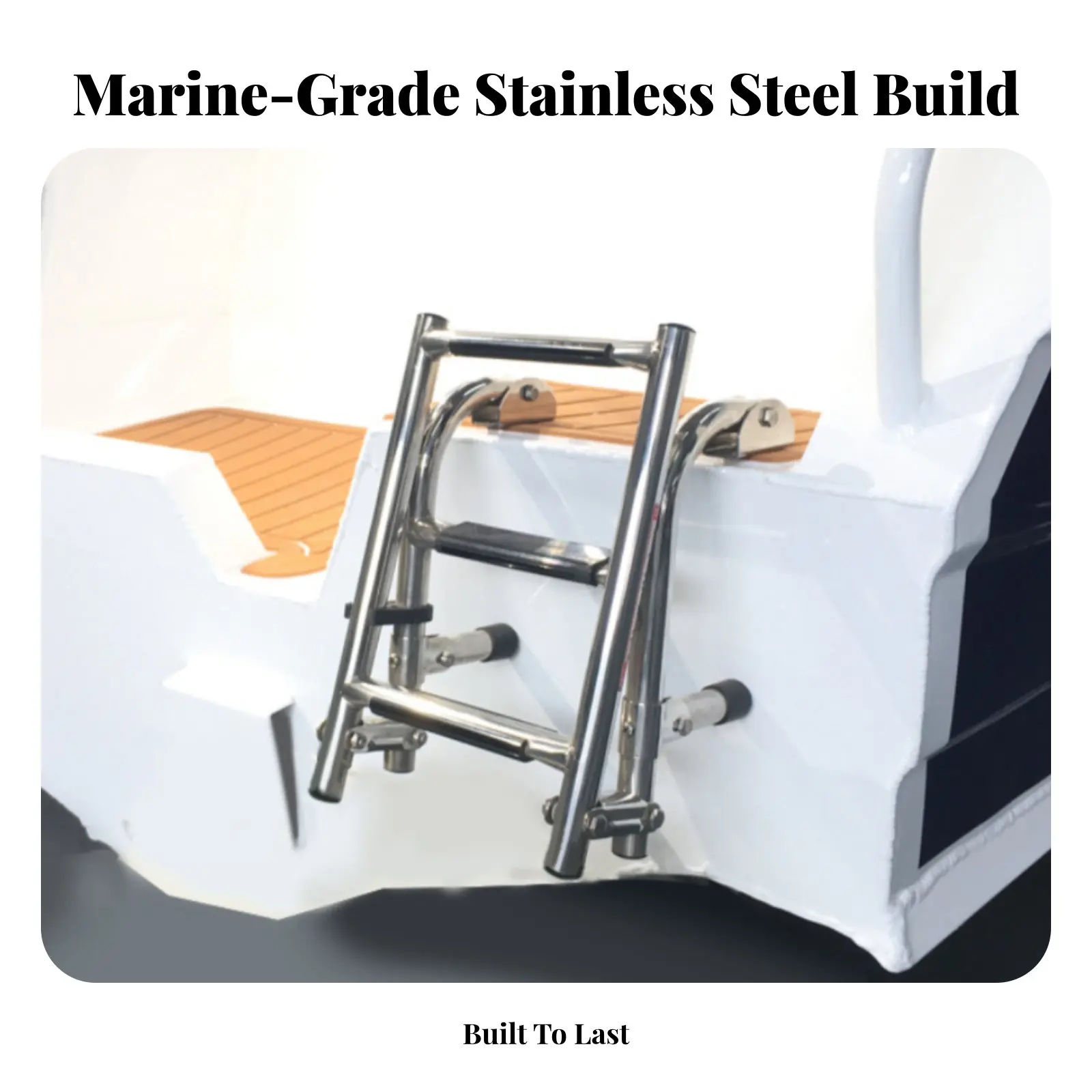 

Stainless Steel Deck Mount Ladder Easy Installation Foldable Boarding Ladder Yacht Bathing Step Polished Finish Aquatic Hardware