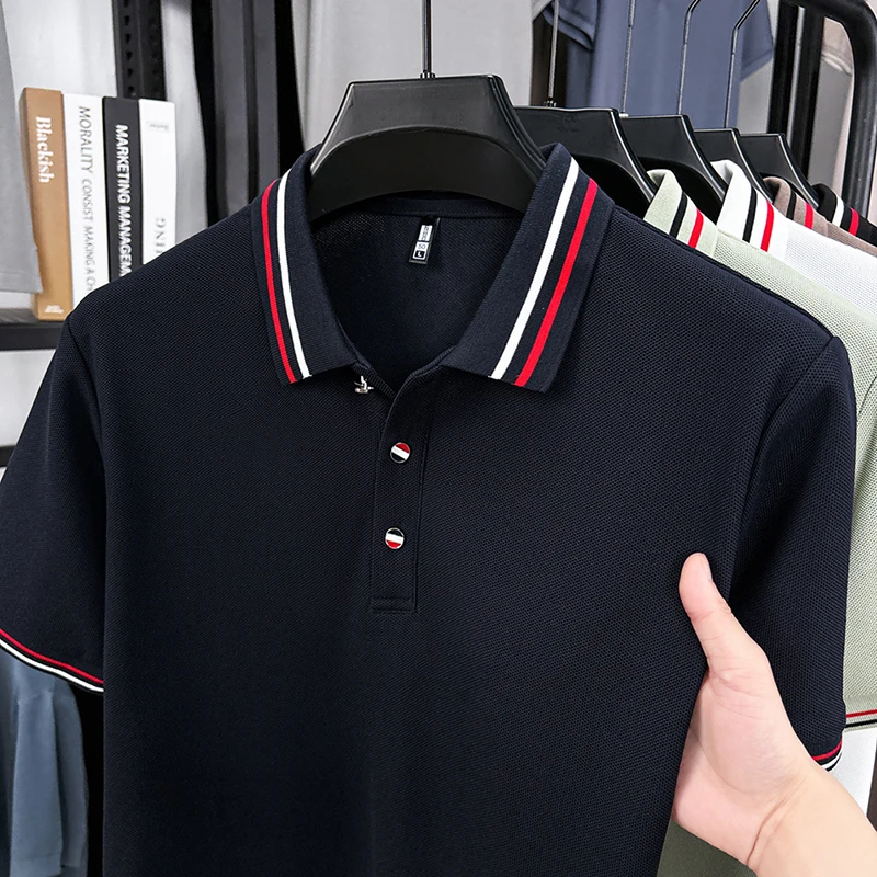 

High Quality Summer Collar Color Blocked Design Short Sleeved Breathable Fashion Trend 2025 Casual Top Polo Shirt