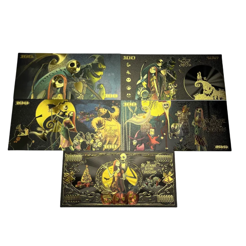 

5model Disney cartoon movie gold card The Nightmare Before Christmas colored plastic banknote for home decoration travel gifts