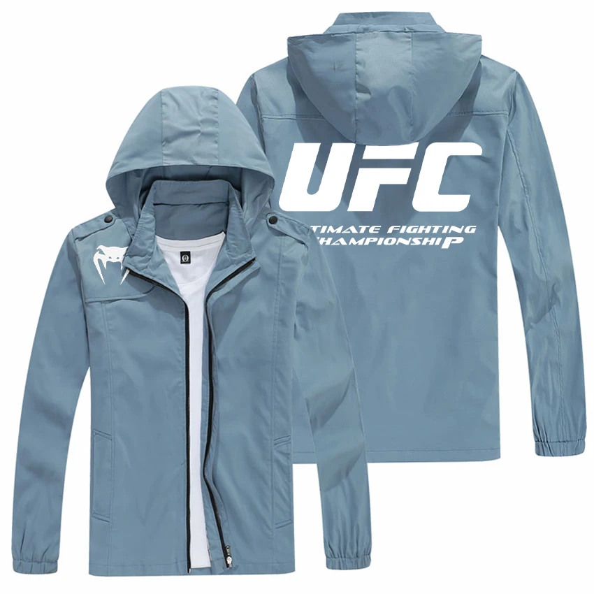 

UFC Men's Hooded Zipper Jacket Autumn New Style Casual Versatile Slim Fit Trendy Youth Sports Windproof Top