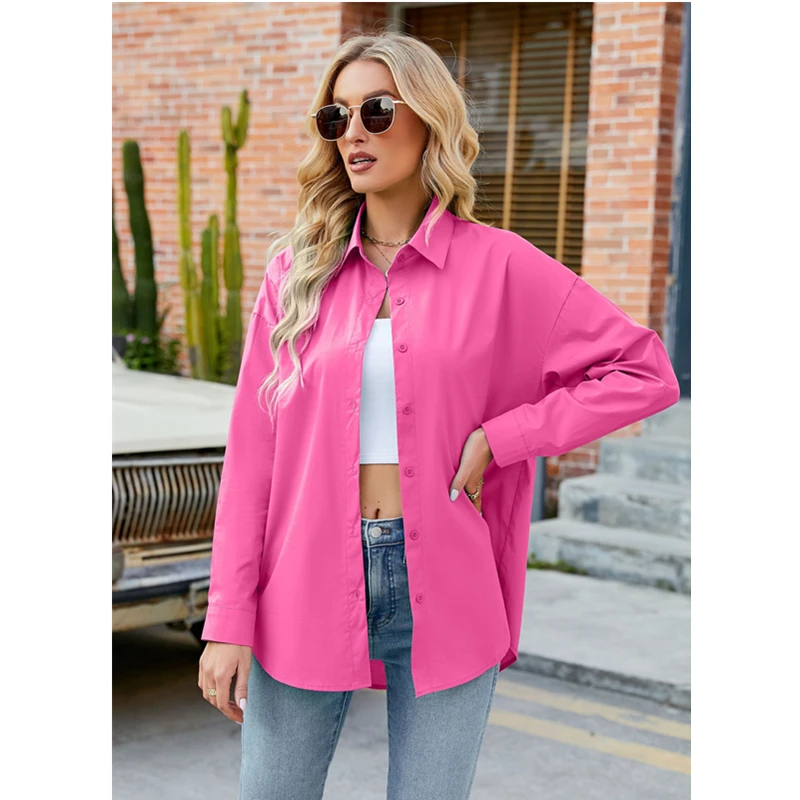 Nieuwe Vrouwen Shirt Katoen Losse Casual Lange Mouwen Vrouw Blouse Office Lady Tops Button Fashion Shirts Casual Streetwear Dames