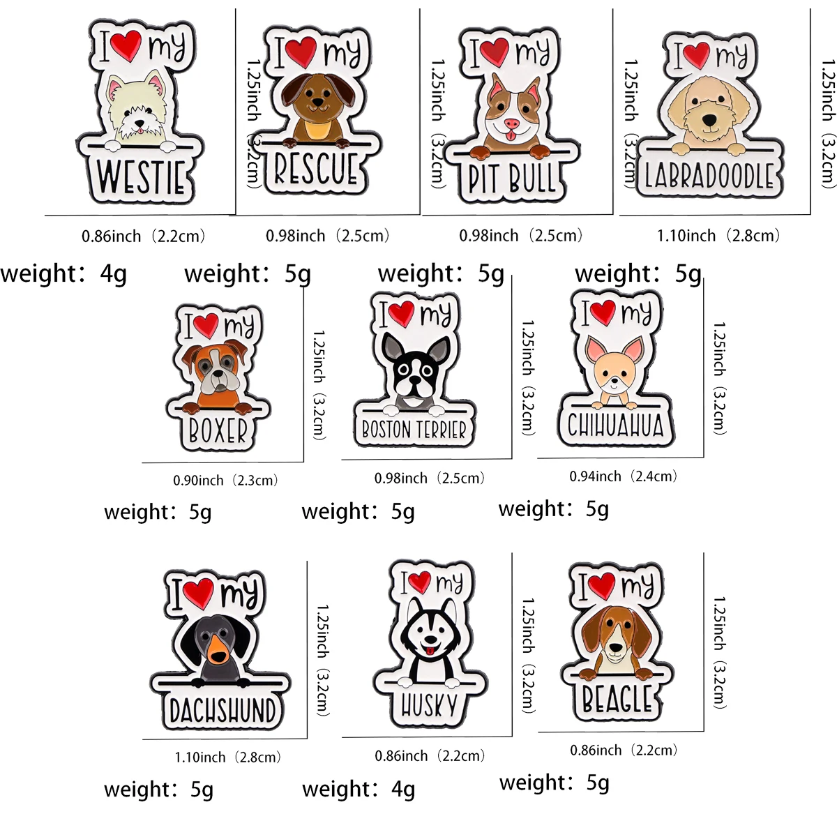 I love my Chihuahua Enamel Pin Labrador Lapel Pins for Backpacks Clothes Animal Badges Pet Brooch Jewelry Gifts for Friends