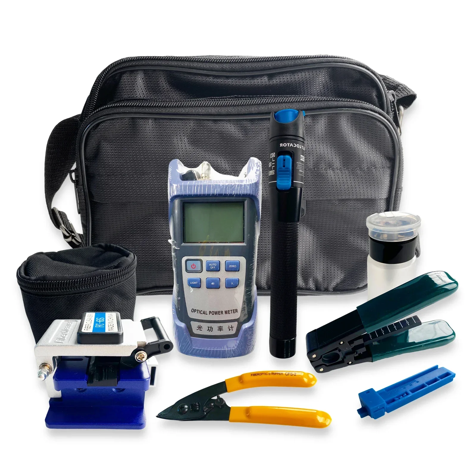 

FTTH fiber optic equipment cable tool kit fiber tool kit optical fiber with Visual Fault Locator cleaver and Optical Power Meter