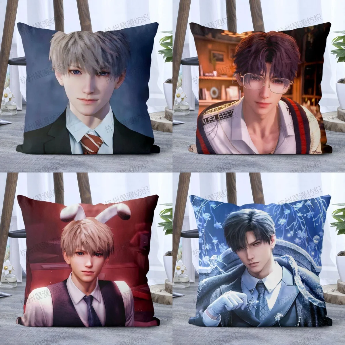 Almofadas Decorativas Capa, Jogo Chinês, Amor e Deepspace, Li Shen Xing, Hui Qi Yu, Rafayel Zayne, Po, 35x35cm