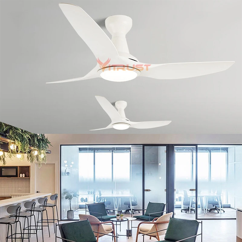 Tuya Smart Ceiling Fan LED Light DC Motor Strong Wind Mute Ceiling Fan Lamp Black White 52Inch 60in 110V 220V Remote Control Fan