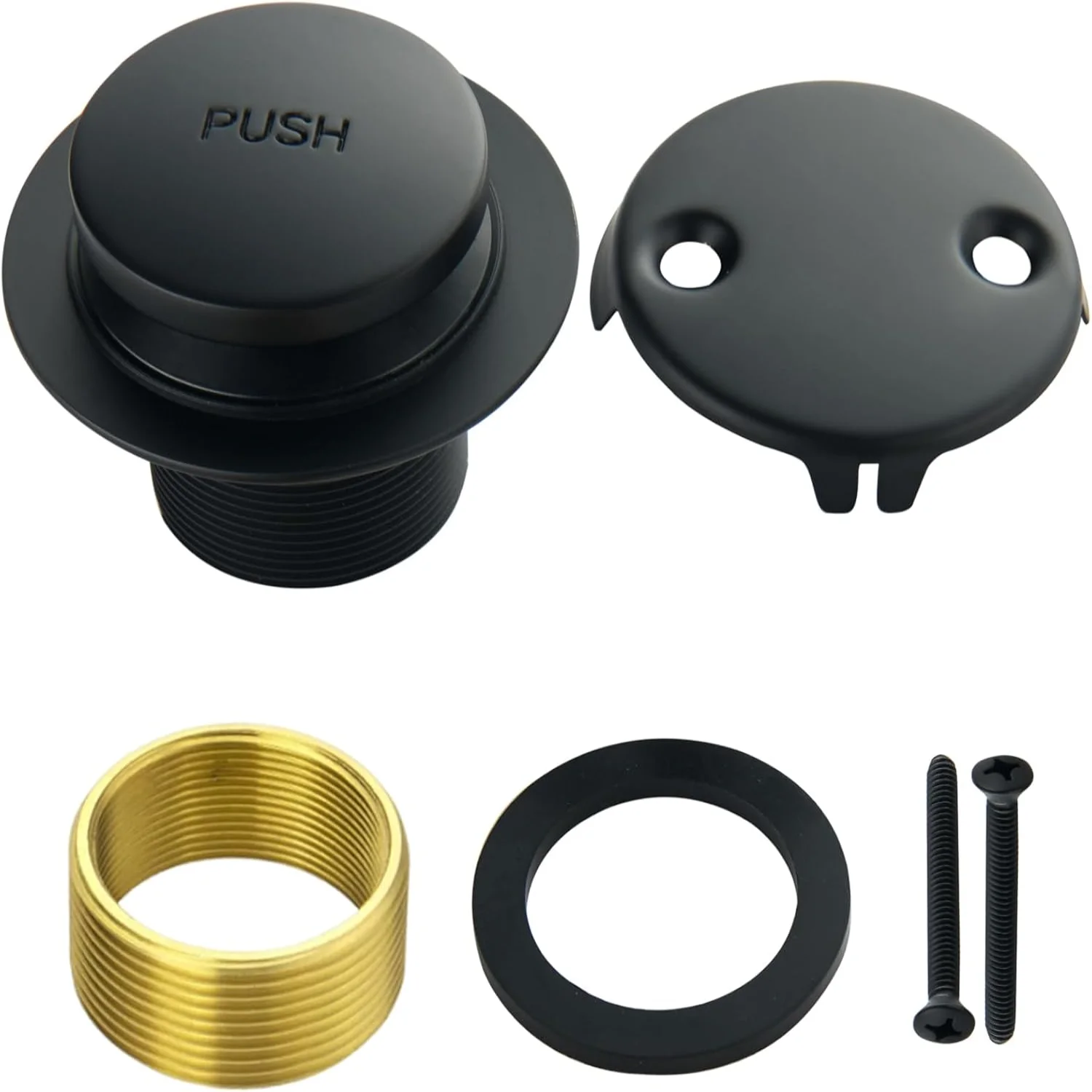 Bathtub Drain Conversion Set with Two-Hole Overflow Faceplate,Tip-Toe Tub  Set Bathtub Drain Stopper Replacement (Black)