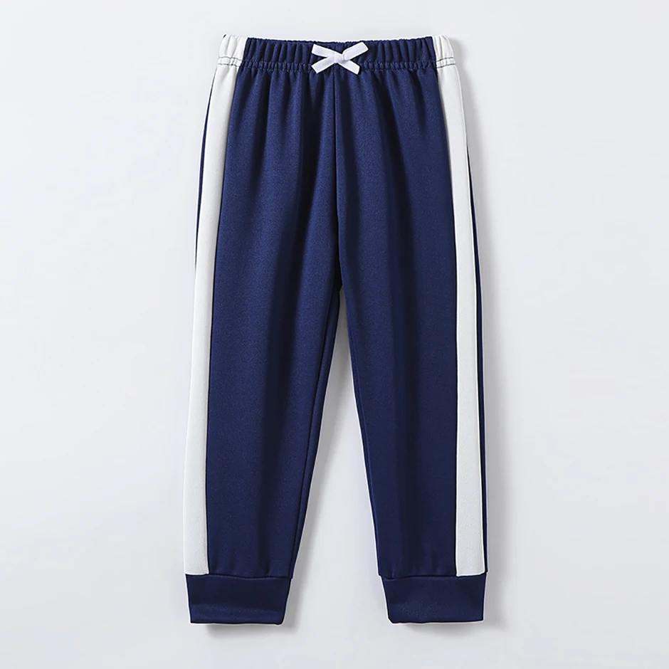 1/3 Piece Autumn And Winter Thin Children's Solid Color Splicing Casual Sports Sweatpants For Boys And Girls Fashionable Pants image 4