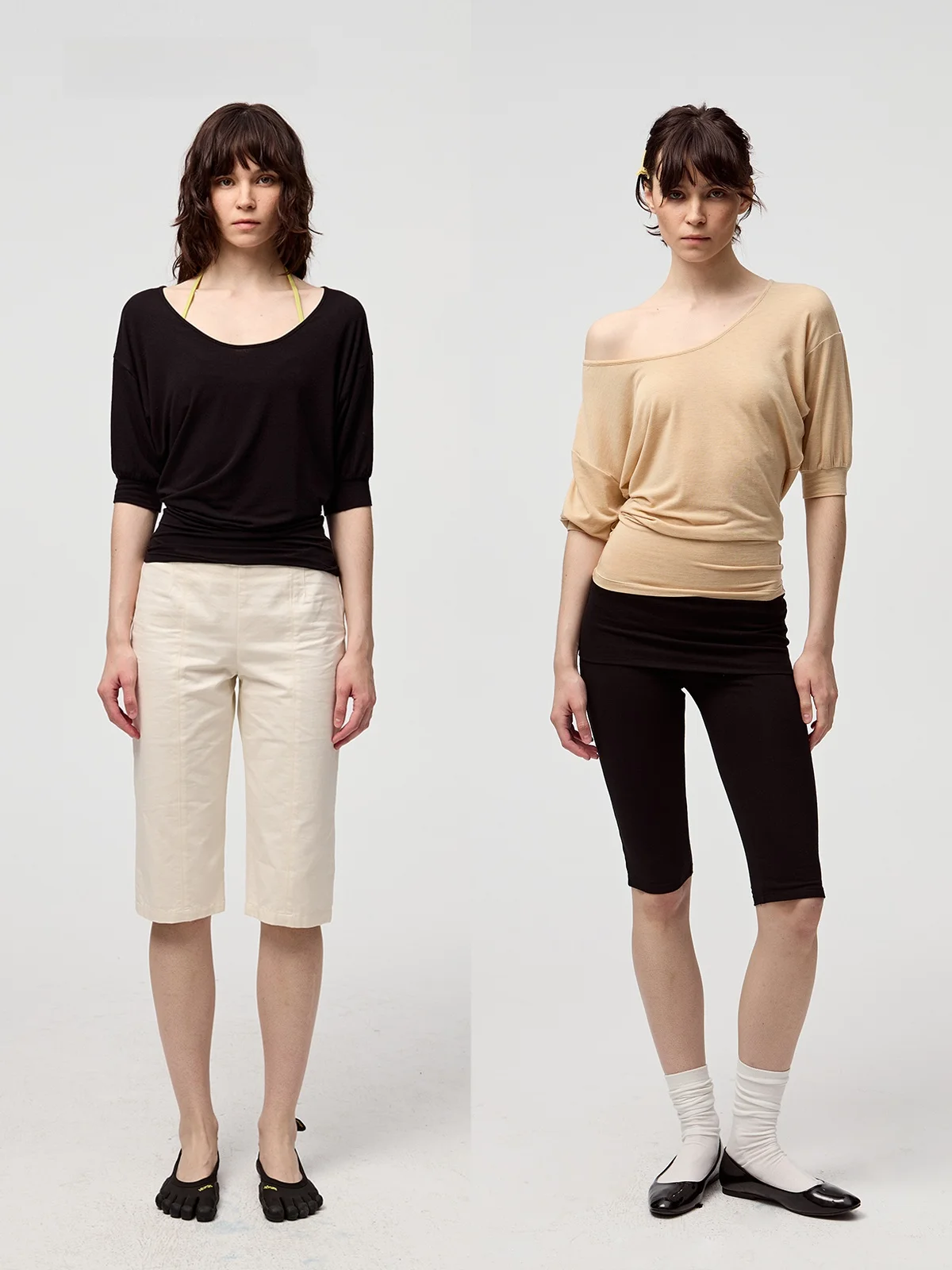 

EMM Wool Blend round Ne T-irt Layering Cover up Elastic Waist Design Summer Lightweight Women's Faion Top