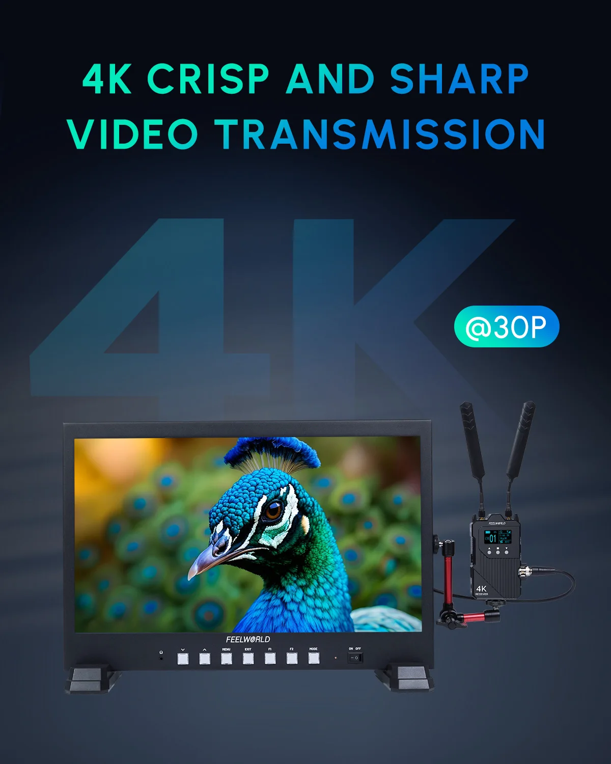 نظام نقل الفيديو اللاسلكي Feelworld WT1S 4K SDI + Dual HDMI اتصال داخلي مزدوج كامل للبث المباشر