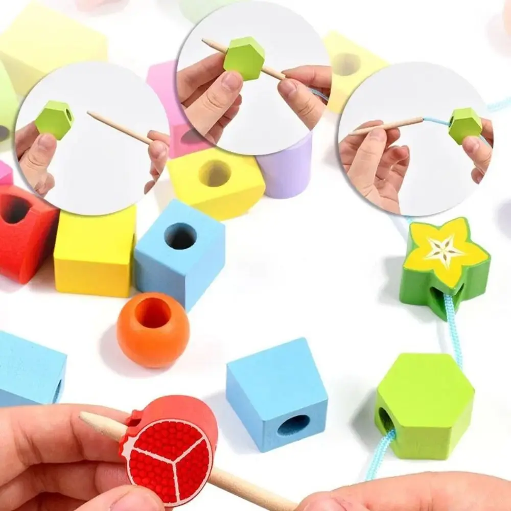 Wooden Early Childhood Education Toys Intellectual Training Hand-brain Coordination Bead Cylinder Stacking Toy Montessori