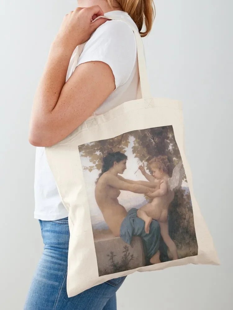 Adolphe William Bouguereau - Jeune Fille Se Defendant Contre Lamour-Hi Tote Bag Women's shopper bag Shopper handbag Tote Bag