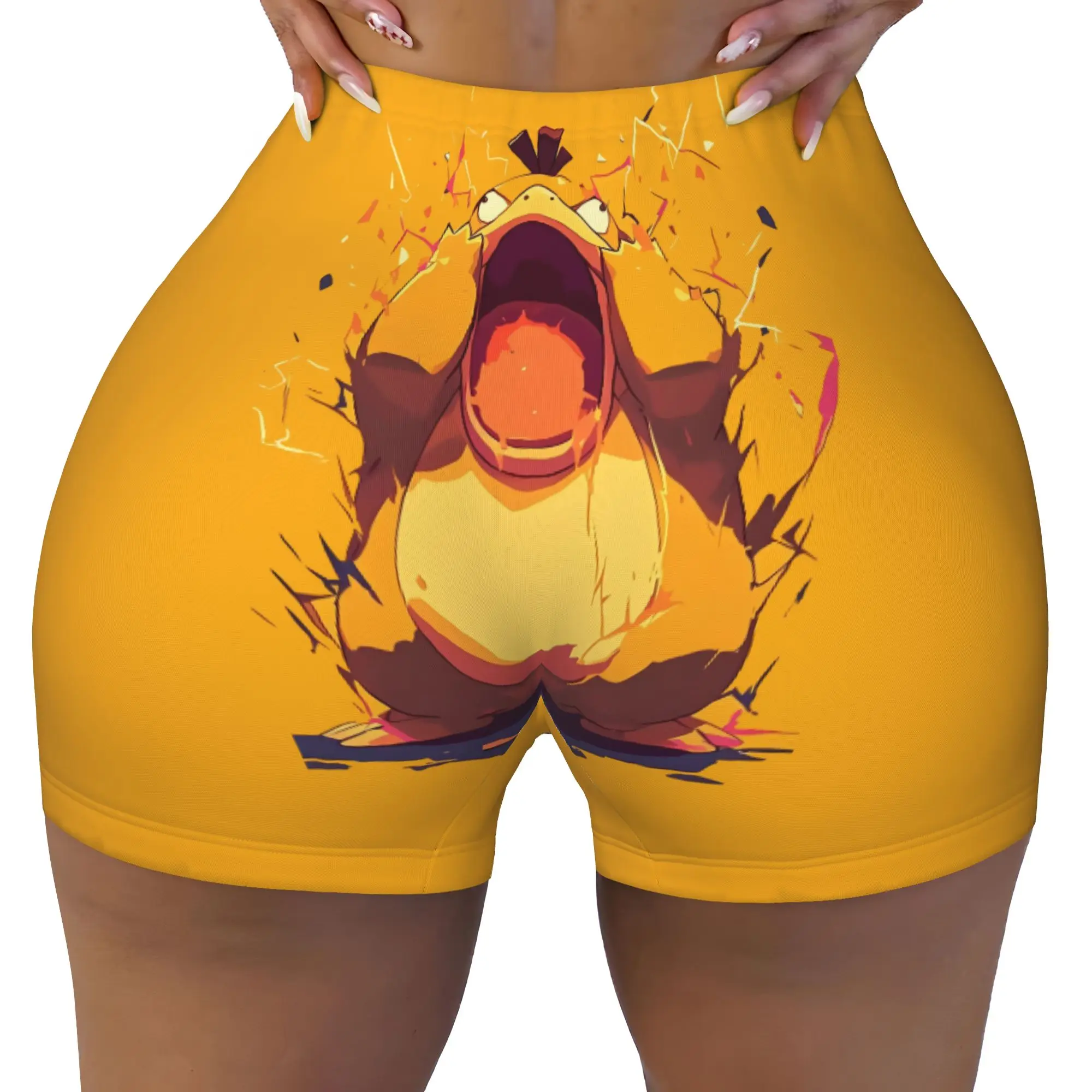 Custom P-Psyducks Workout Running Volleyball Shorts Women's Duck Anime Gym Yoga Shorts