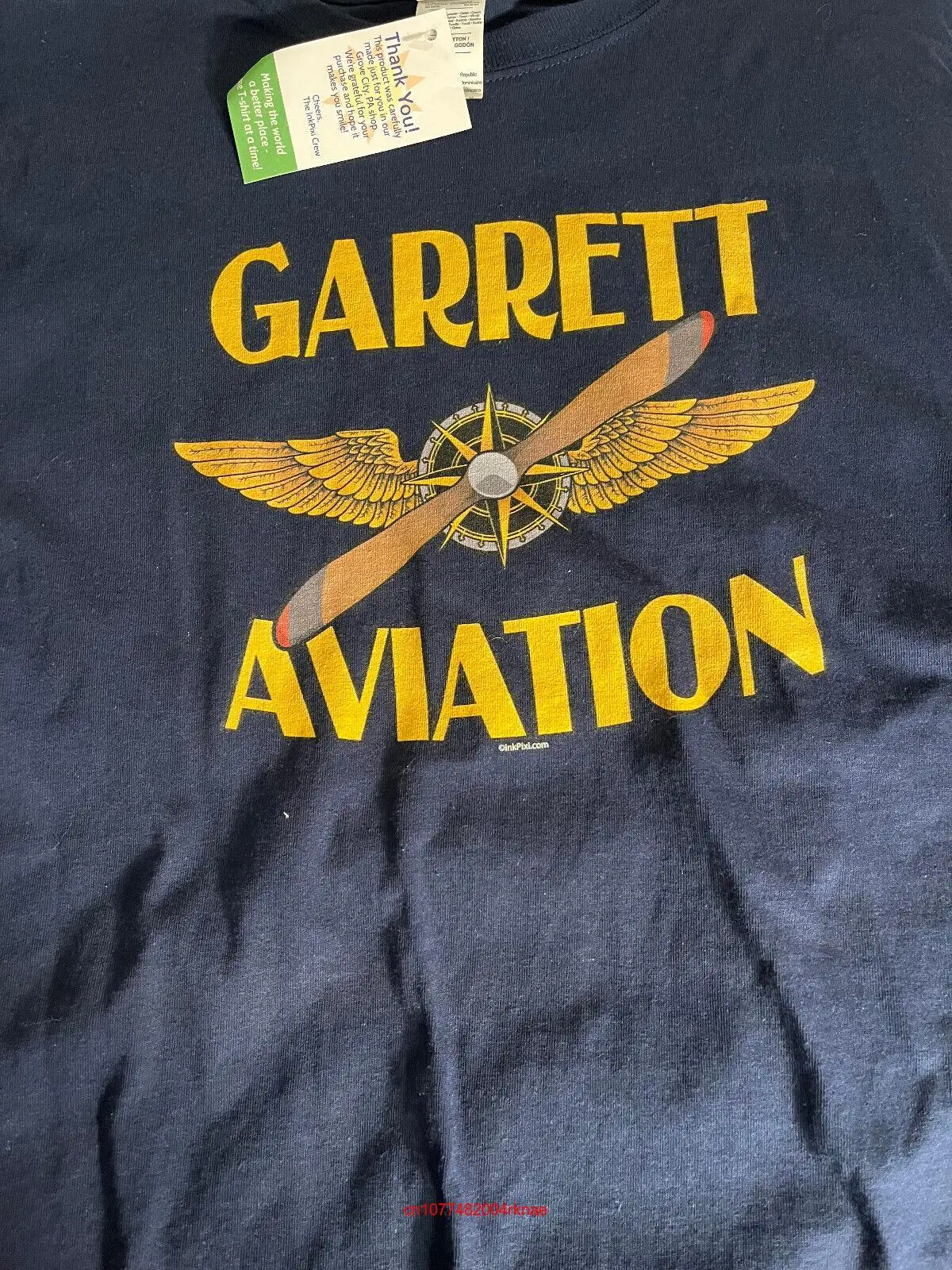 Garrett Aviation T Shirt new w tags prop plane logo L aerospace aeronautics long or short sleeves