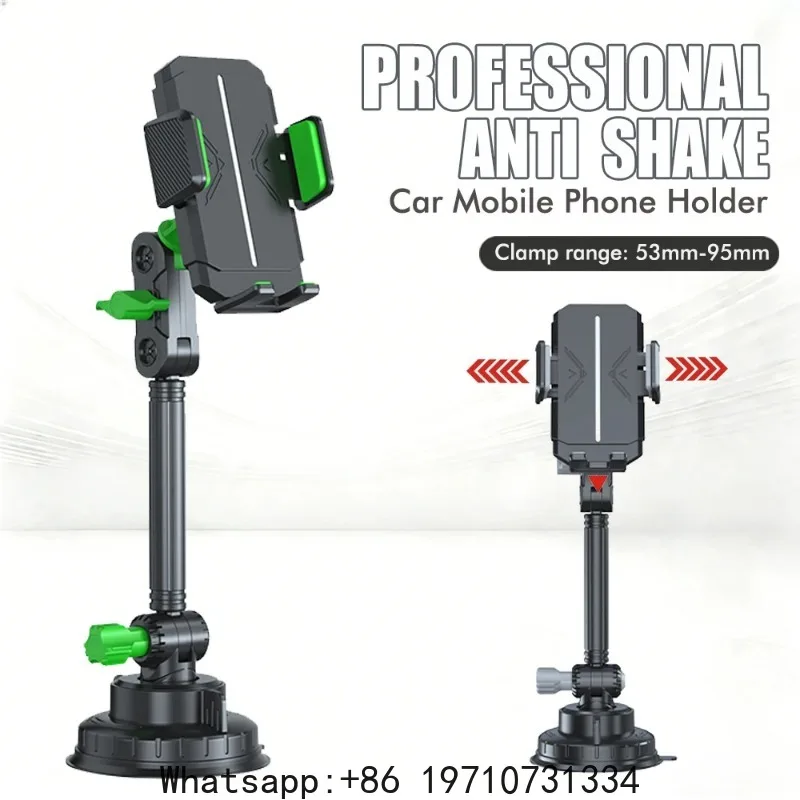 Car Phone Holder with Powerful Suction Cup for Windshield Mounting Vibration-Resistant Design for Trucks and Excavators