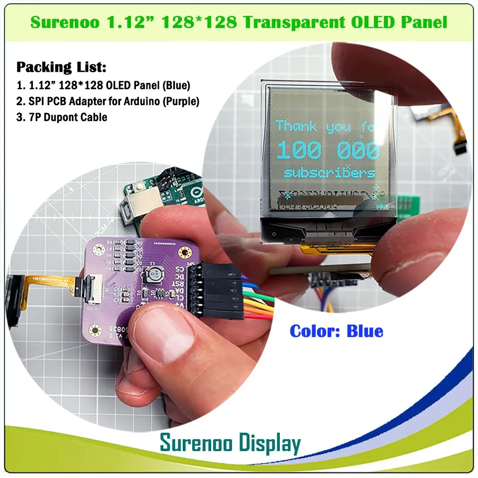 شاشة OLED شفافة حقيقية، 1.12 بوصة 128*128 128X128 128128 SH1107 شاشة وحدة LCD للوحة الرسم التسلسلية SPI PMOLED لاردوينو